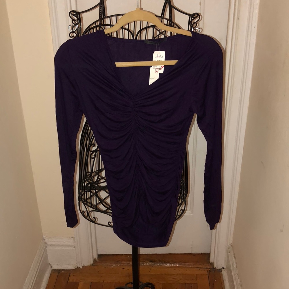 Dots Long Sleeve Purple Blouse